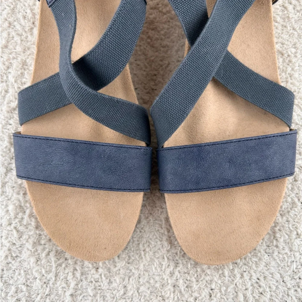 Lifestride Sandals Womens 9.5M Blue Mexico Wedge Cork Wedge Open Toe Sandals - Picture 6 of 11